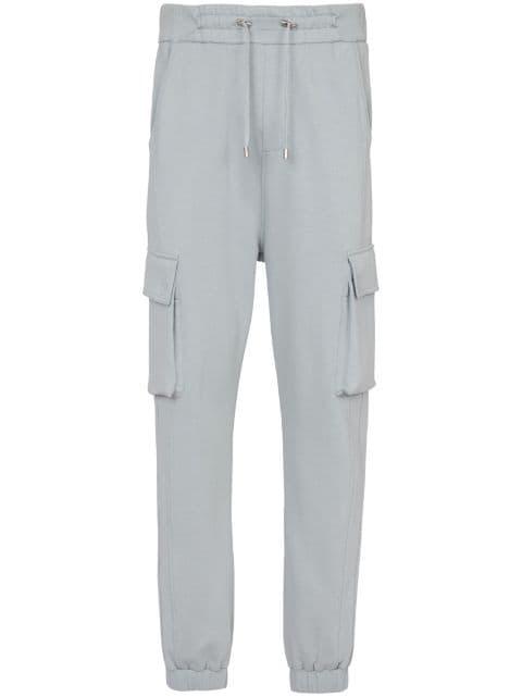 logo-print cotton cargo track pants by BALMAIN