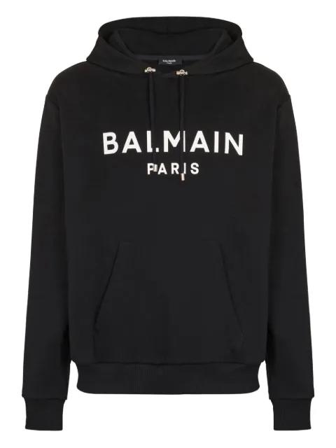 logo-print cotton hoodie by BALMAIN