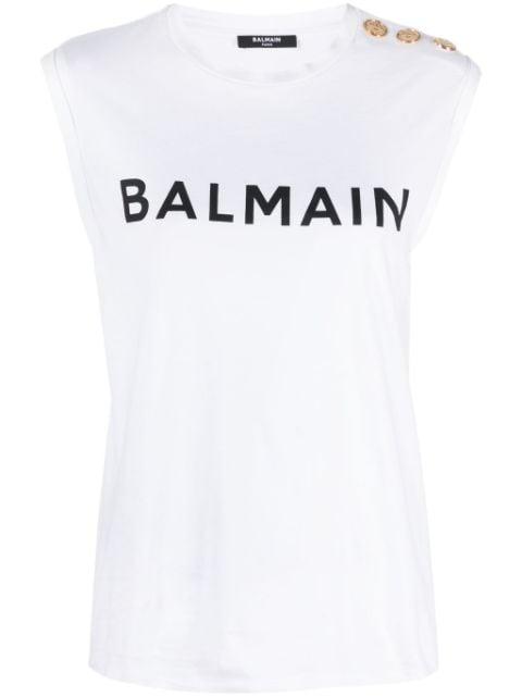 logo-print cotton tank top by BALMAIN
