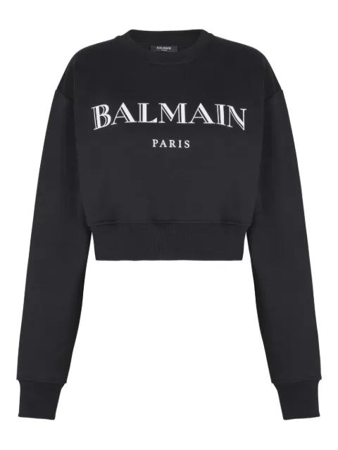 logo-print cropped sweatshirt by BALMAIN