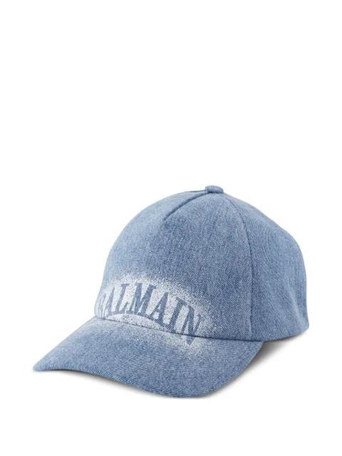 logo-print denim cap by BALMAIN