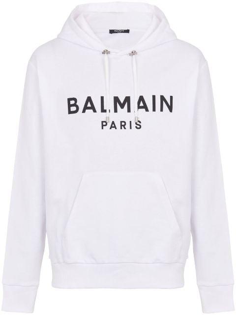 logo-print long-sleeved hoodie by BALMAIN