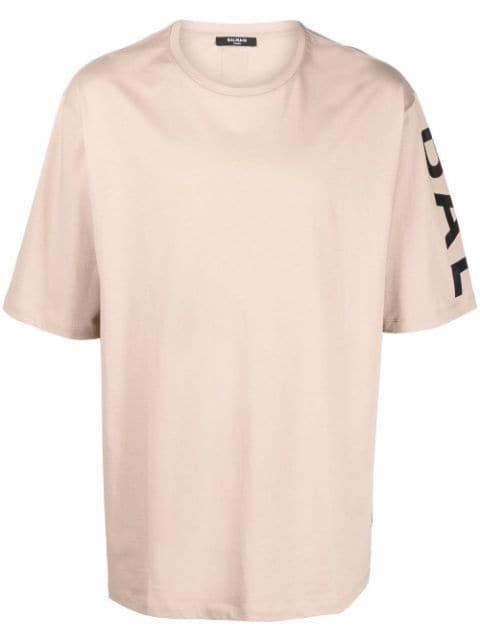 logo-print sleeve T-shirt by BALMAIN