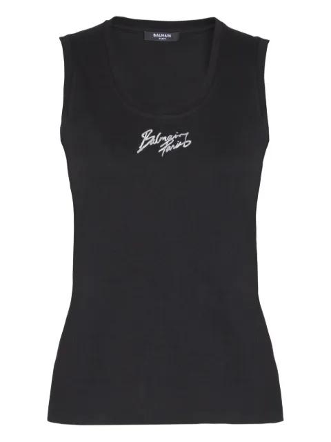 logo-print tank top by BALMAIN