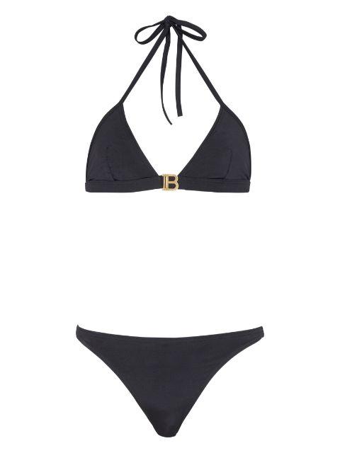 logo-print triangle bikini set by BALMAIN