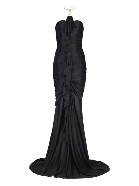 long draped-bustier dress by BALMAIN