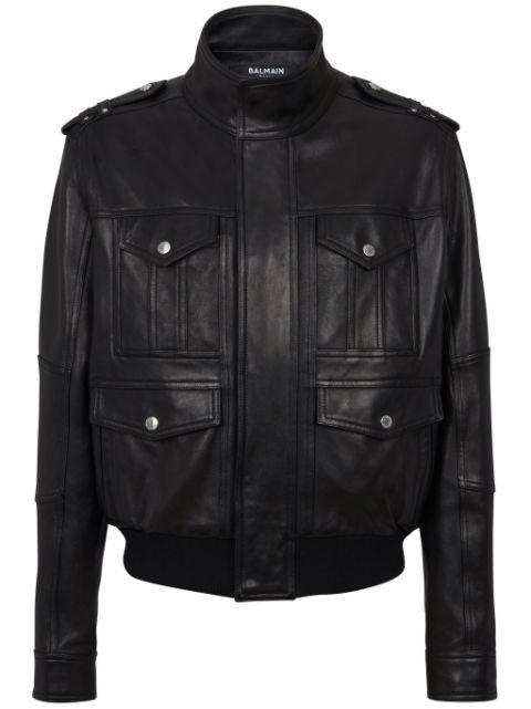 long-sleeve leather jacket by BALMAIN
