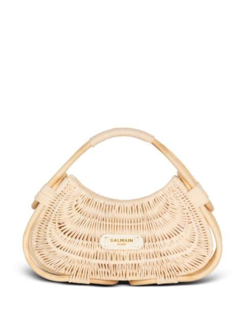 medium Jolie Madame wicker basket tote bag by BALMAIN