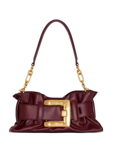 mini Anthem buckle-embellished calfskin-leather clutch bag by BALMAIN