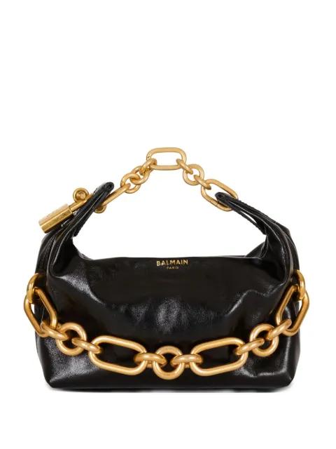 mini Sync chain-embellished leather tote bag by BALMAIN