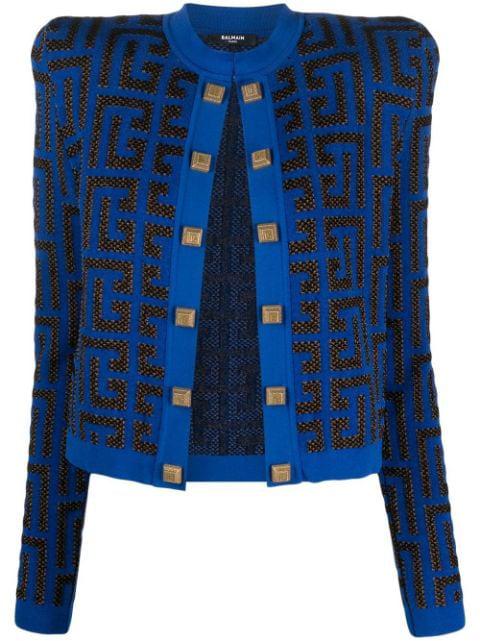 monogram jacquard cropped jacket by BALMAIN