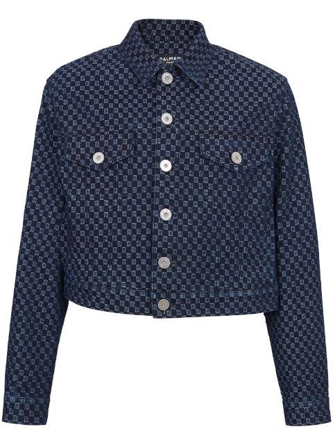 monogram-jacquard denim jacket by BALMAIN