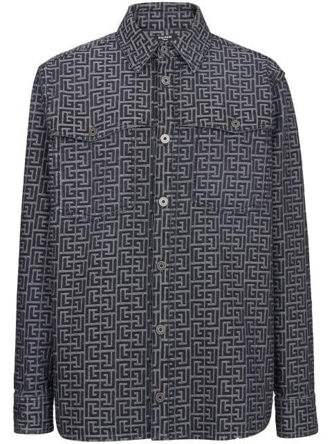monogram-jacquard denim shirt by BALMAIN