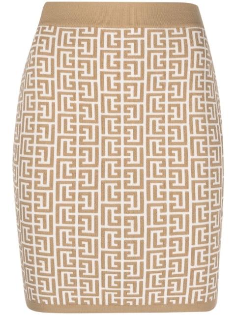 monogram-jacquard miniskirt by BALMAIN