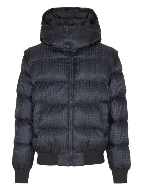 monogram-jacquard padded jacket by BALMAIN