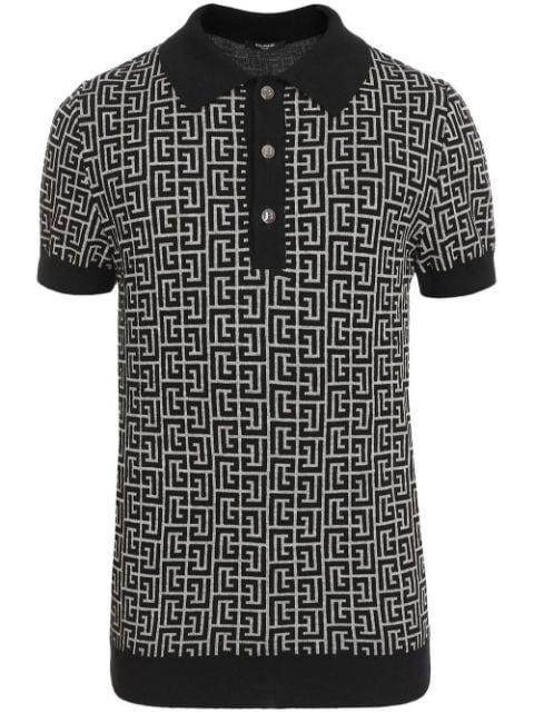 monogram jacquard polo shirt by BALMAIN