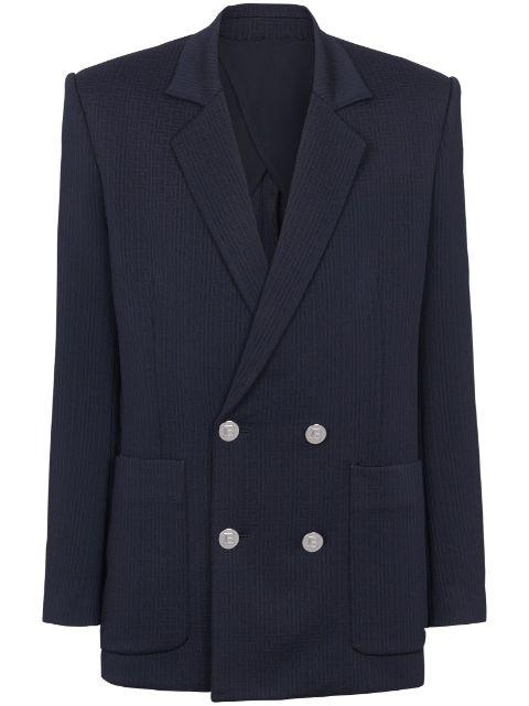 monogram-pattern double-breasted blazer by BALMAIN