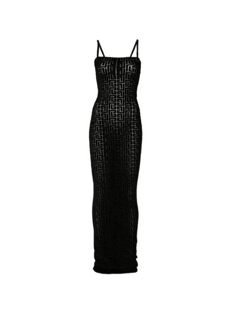 monogram-pattern maxi dress by BALMAIN
