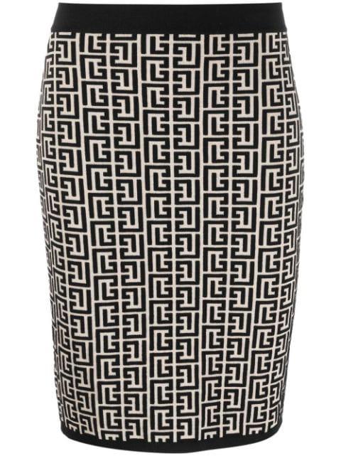 monogram pattern mini skirt by BALMAIN