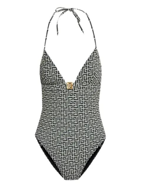 monogram-pattern swimsuit by BALMAIN