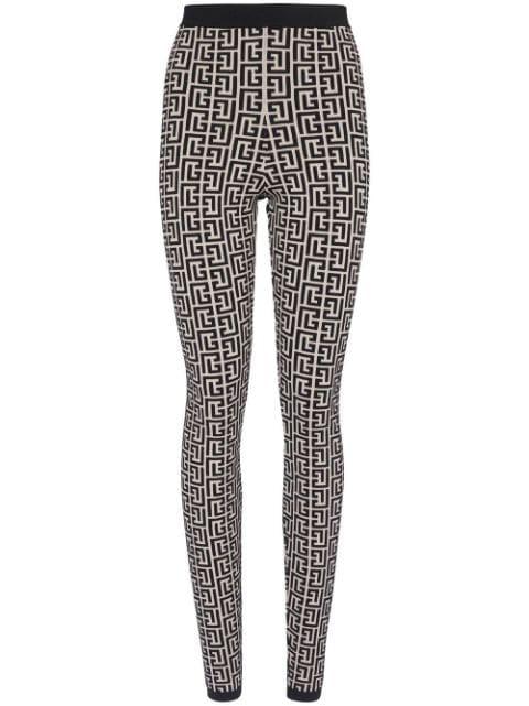 monogram-print high-waisted leggings by BALMAIN