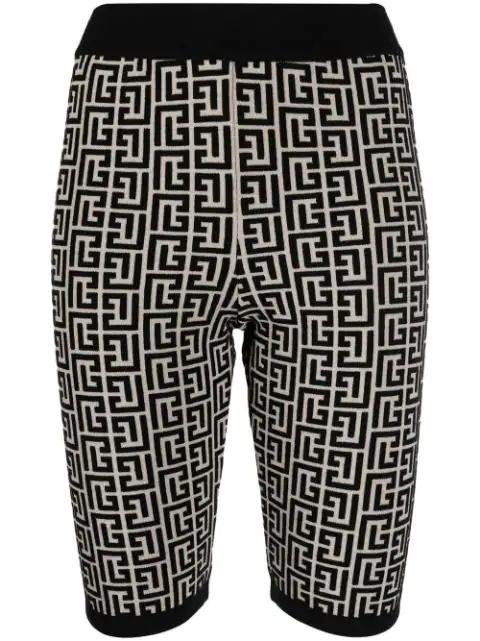 monogram-print knitted shorts by BALMAIN