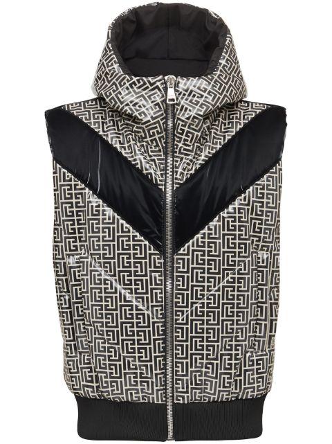 monogram-print puffer gilet by BALMAIN