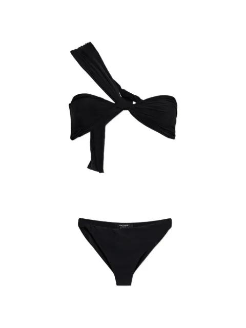 one-shoulder knotted bikini by BALMAIN