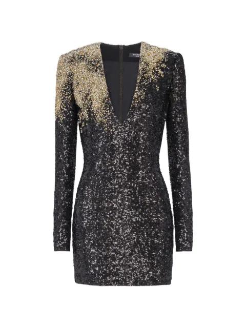 open neck embroidered dress by BALMAIN