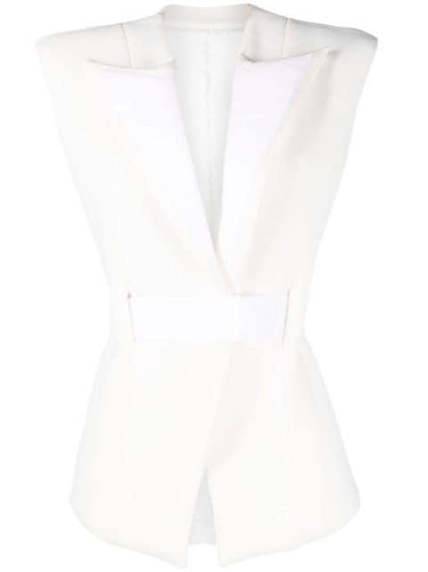 padded-shoulder belted vest by BALMAIN