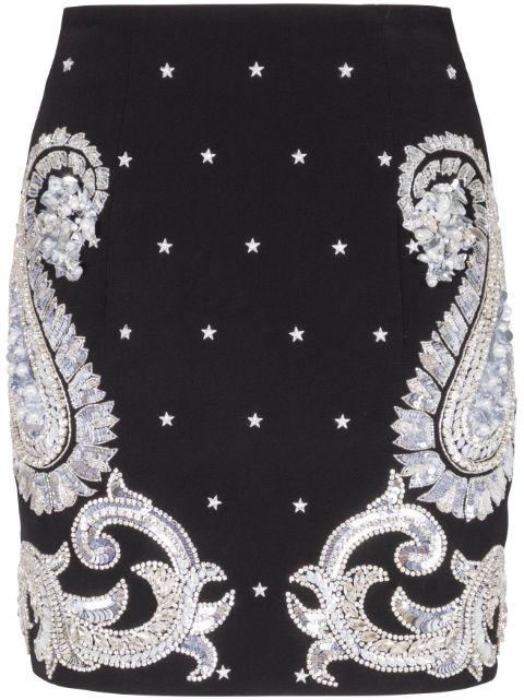 paisley-embroidered miniskirt by BALMAIN