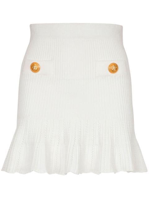 peplum-hem knitted mini skirt by BALMAIN