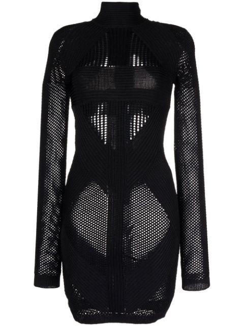 perforated-knit detail dress by BALMAIN