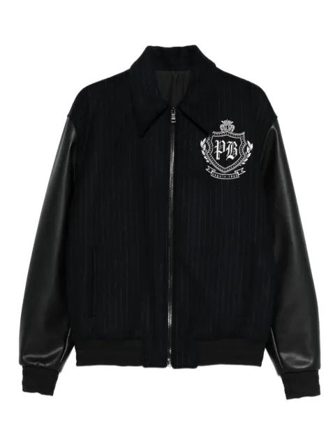 pinstripe-print panelled bomber jacket by BALMAIN