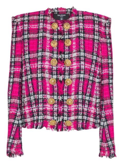plaid button jacket by BALMAIN