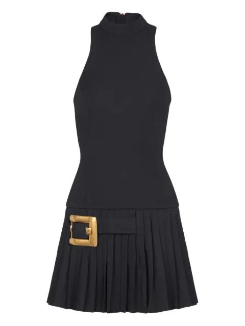 pleated buckle-embellished dress by BALMAIN