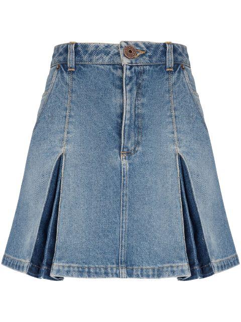 pleated denim skirt by BALMAIN