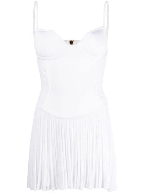 pleated-skirt strappy minidress by BALMAIN