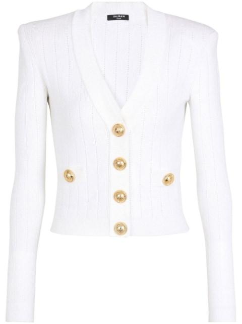 pointelle-knit V-neck cardigan by BALMAIN