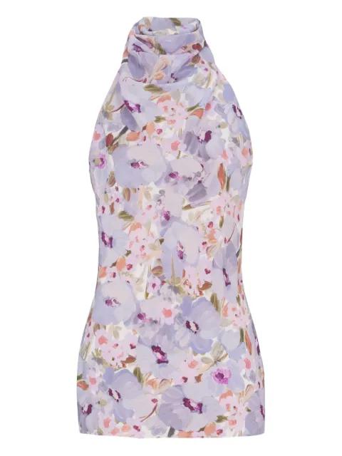 poppy flower-print sleeveless top by BALMAIN