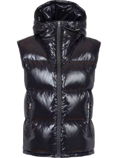 puffer hoodied sleeveless jacket by BALMAIN