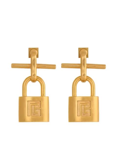 pulse padlock earrings by BALMAIN