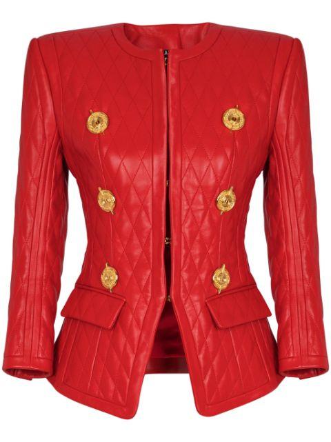 quilted leather jacket by BALMAIN