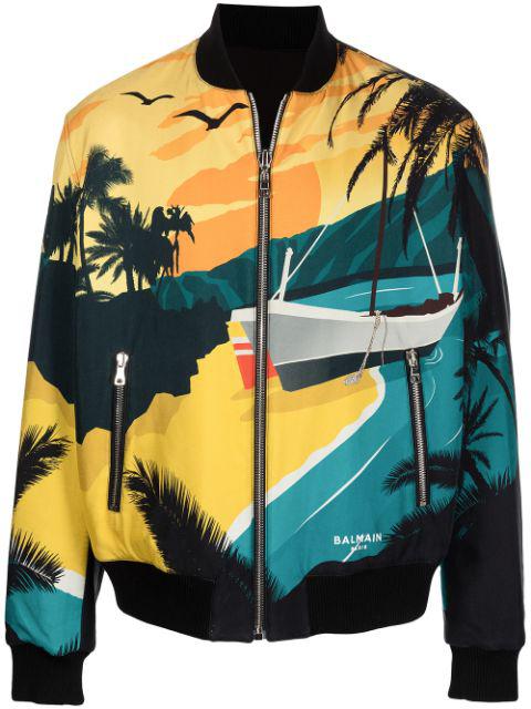 reversible tropical print bomber jacket by BALMAIN
