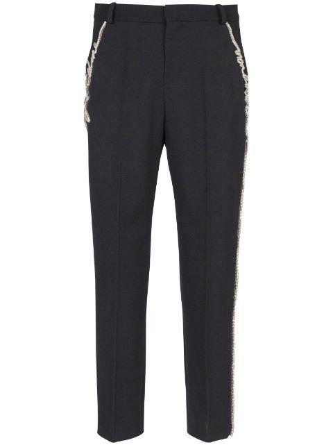 rhinestone-embellished straight-leg trousers by BALMAIN