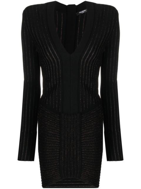 ribbed V-neck mini dress by BALMAIN