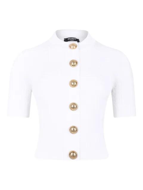 ribbed buttoned top by BALMAIN