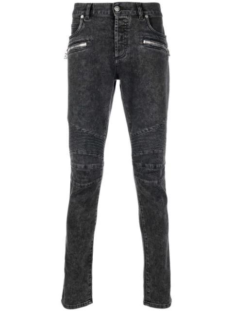 ribbed-knee slim-fit jeans by BALMAIN