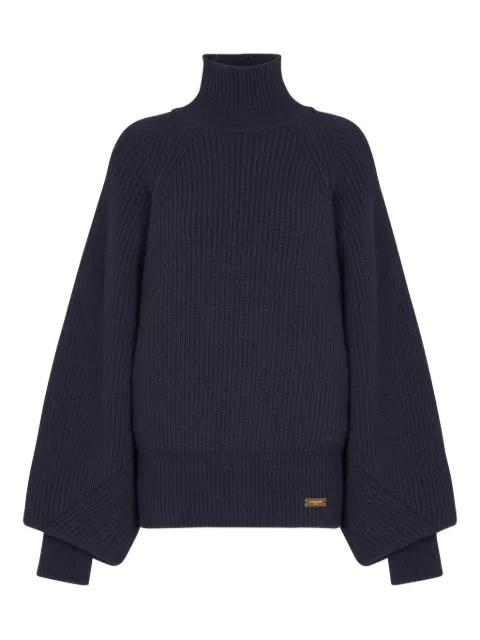ribbed-knit logo-patch sweater by BALMAIN
