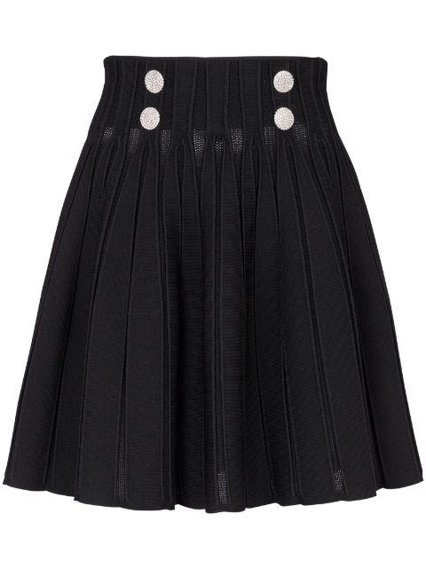 ribbed-knit pleated skater skirt by BALMAIN